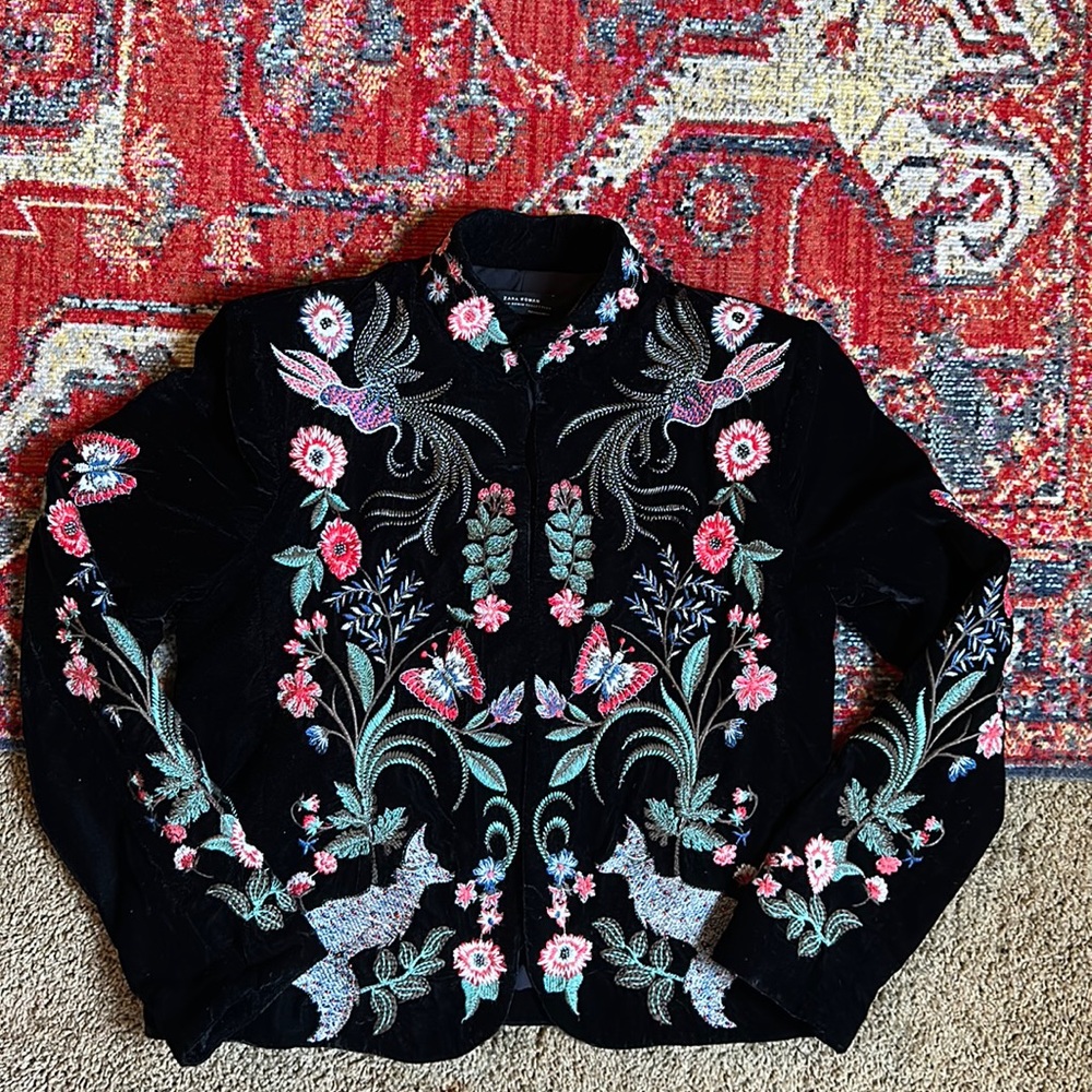 Bohemian Zara Black Embroidered Velvet Jacket